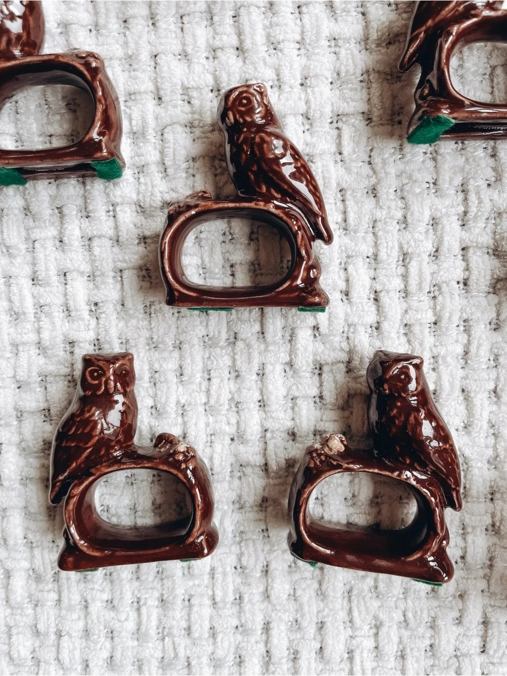 Set of 8 Ceramic Owl Napkin Rings